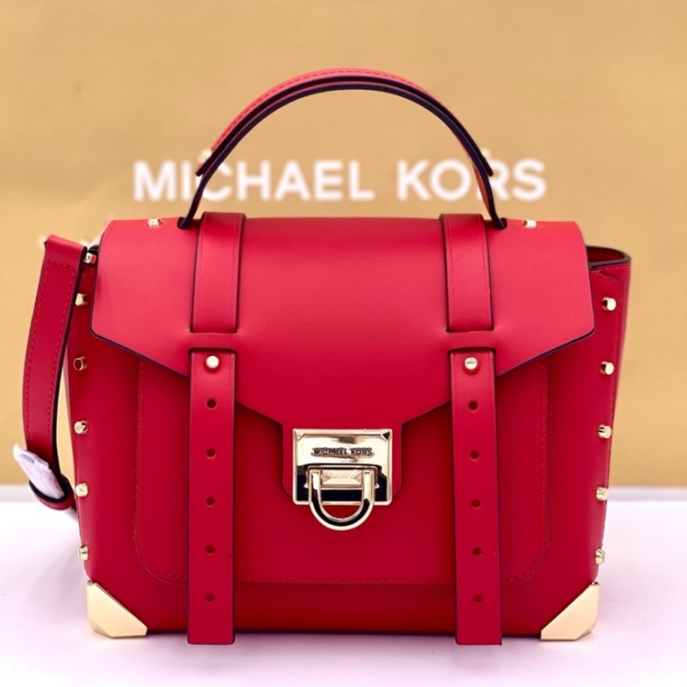 New Michael Kors Manhattan Red Leather Satchel NWOT